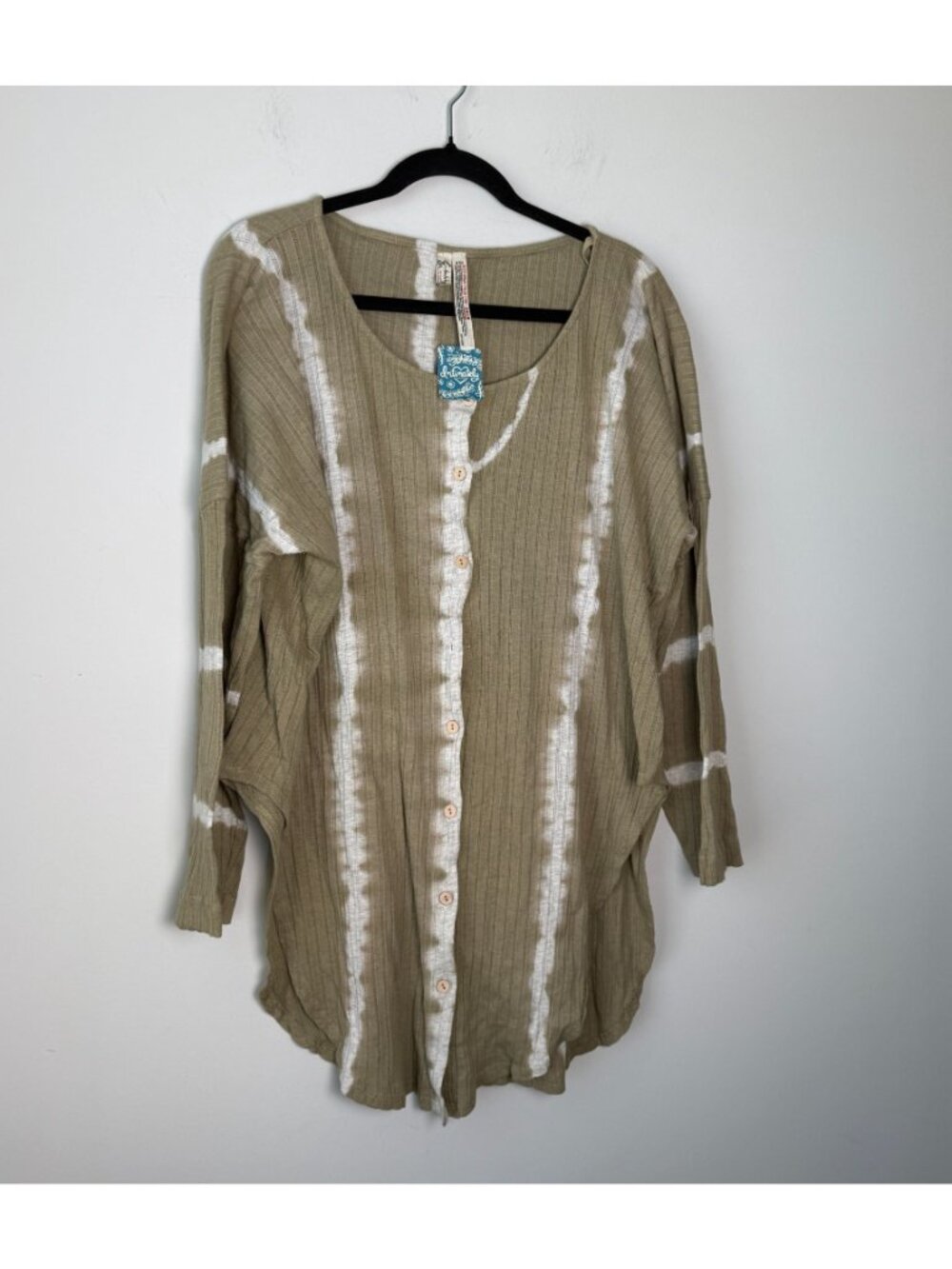 Free People Intimately NWT Little Dream Sleep Top Sage Combo S *MISSING BUTTON* - Picture 4 of 9